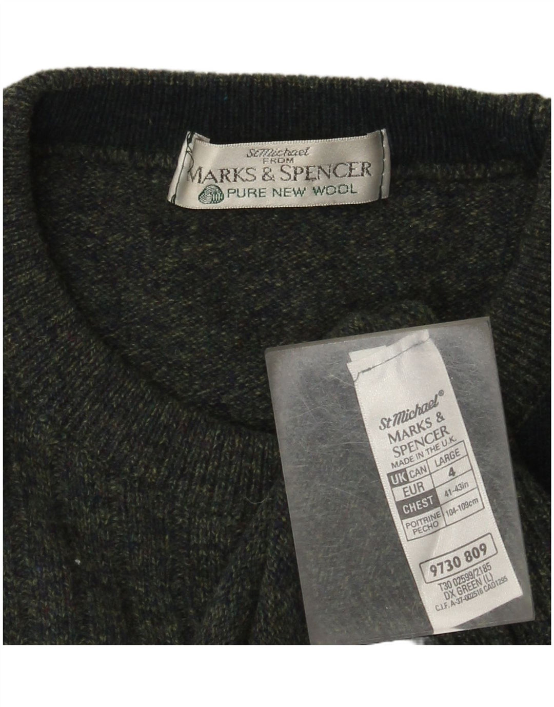Мужской джемпер с круглым вырезом Marks & Spencer, большой зеленый цветных блоков