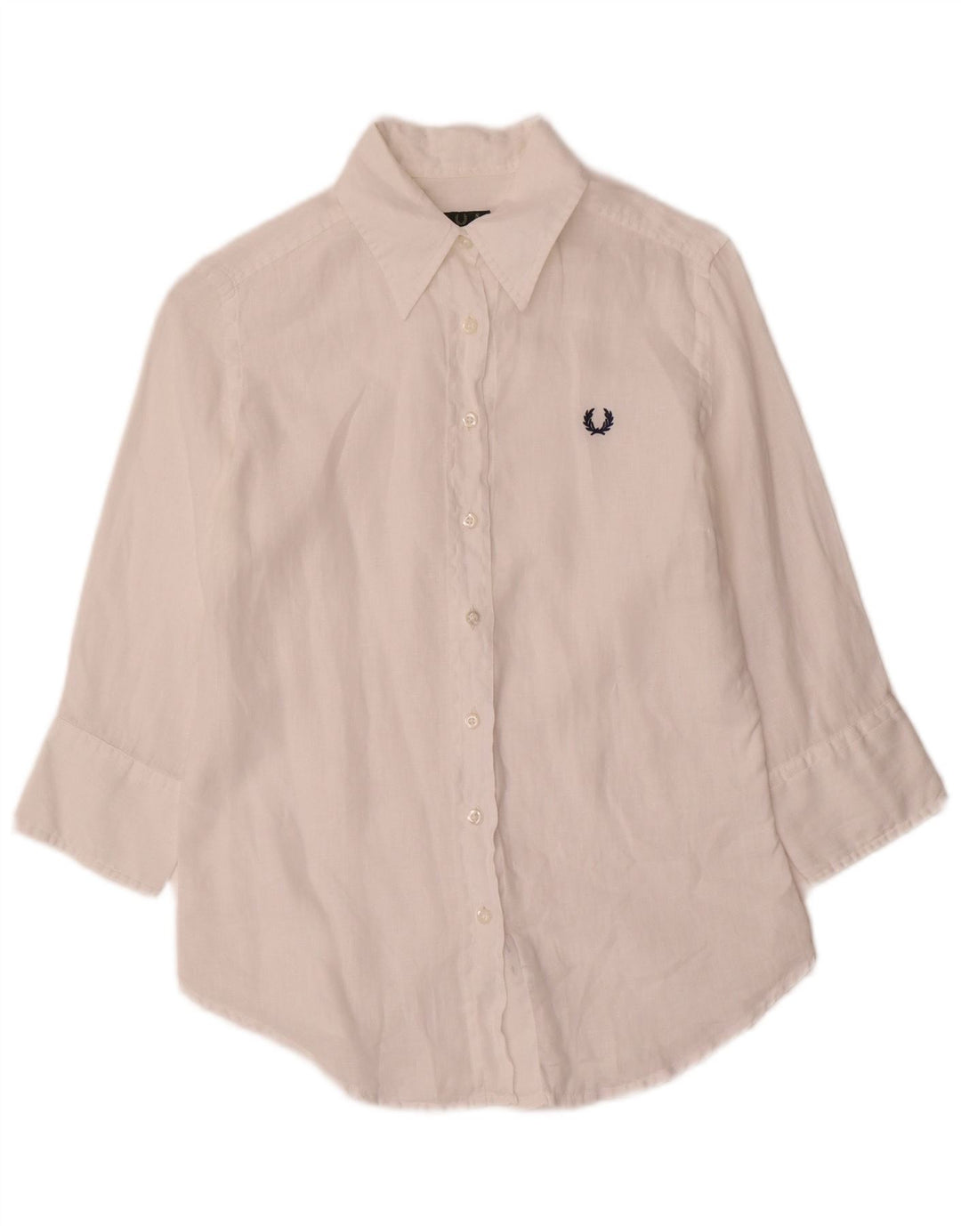 Женская рубашка с рукавом 3/4 Fred Perry UK 10, маленькая, белая, льняная