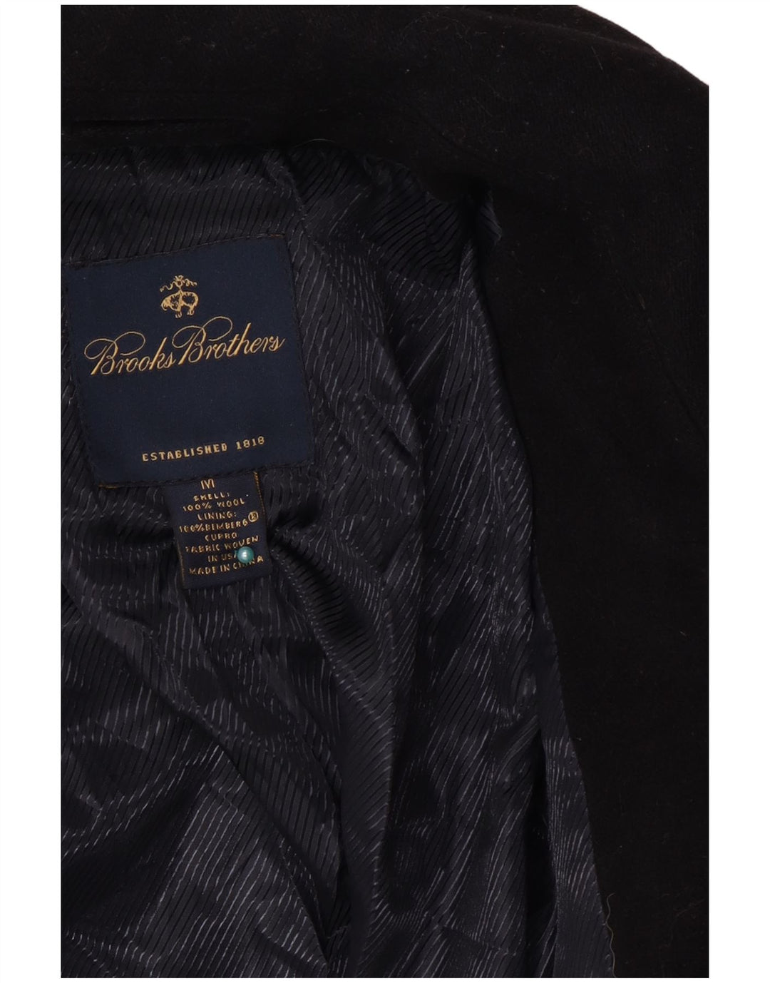 Мужское полупальто Brooks Brothers UK 38, средний черный, шерсть