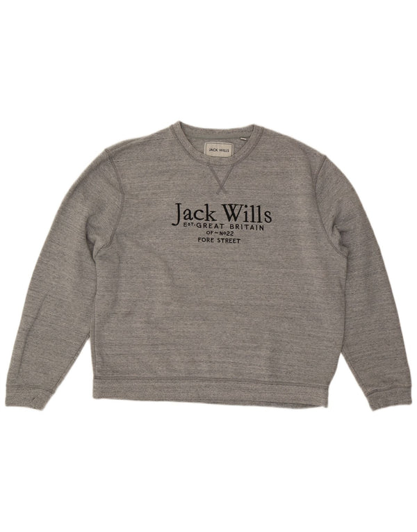 Мужской свитшот с рисунком JACK & JONES, 2XL, серый хлопок с крапинками