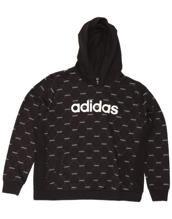Женский джемпер с капюшоном Adidas с рисунком UK 24/26 2XL, черный хлопок