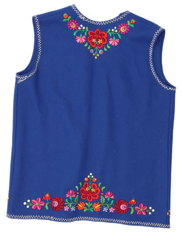 Винтажный женский открытый кардиган без рукавов, Великобритания, 18 XL, синий цветочный принт