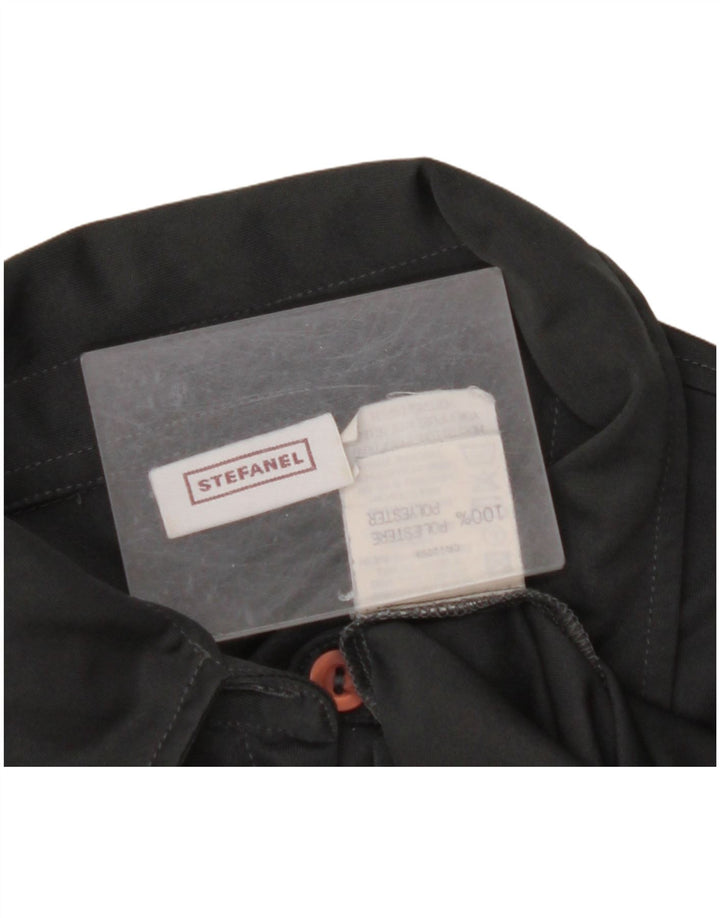 STEFANEL Женская Блузка-Рубашка UK 10 Маленькая Черная Полиэстер