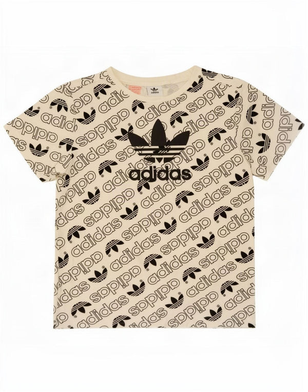 Футболка Adidas с рисунком для мальчиков, топ 9–10 лет, белый хлопок