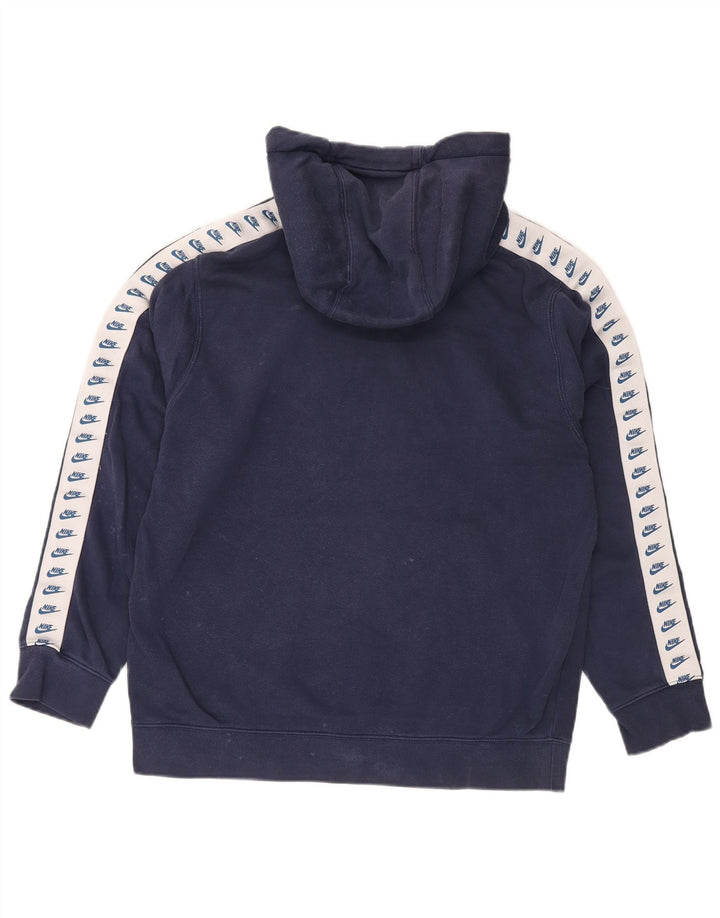 NIKE Mens Graphic Hoodie Jumper Medium Navy Blue Cotton