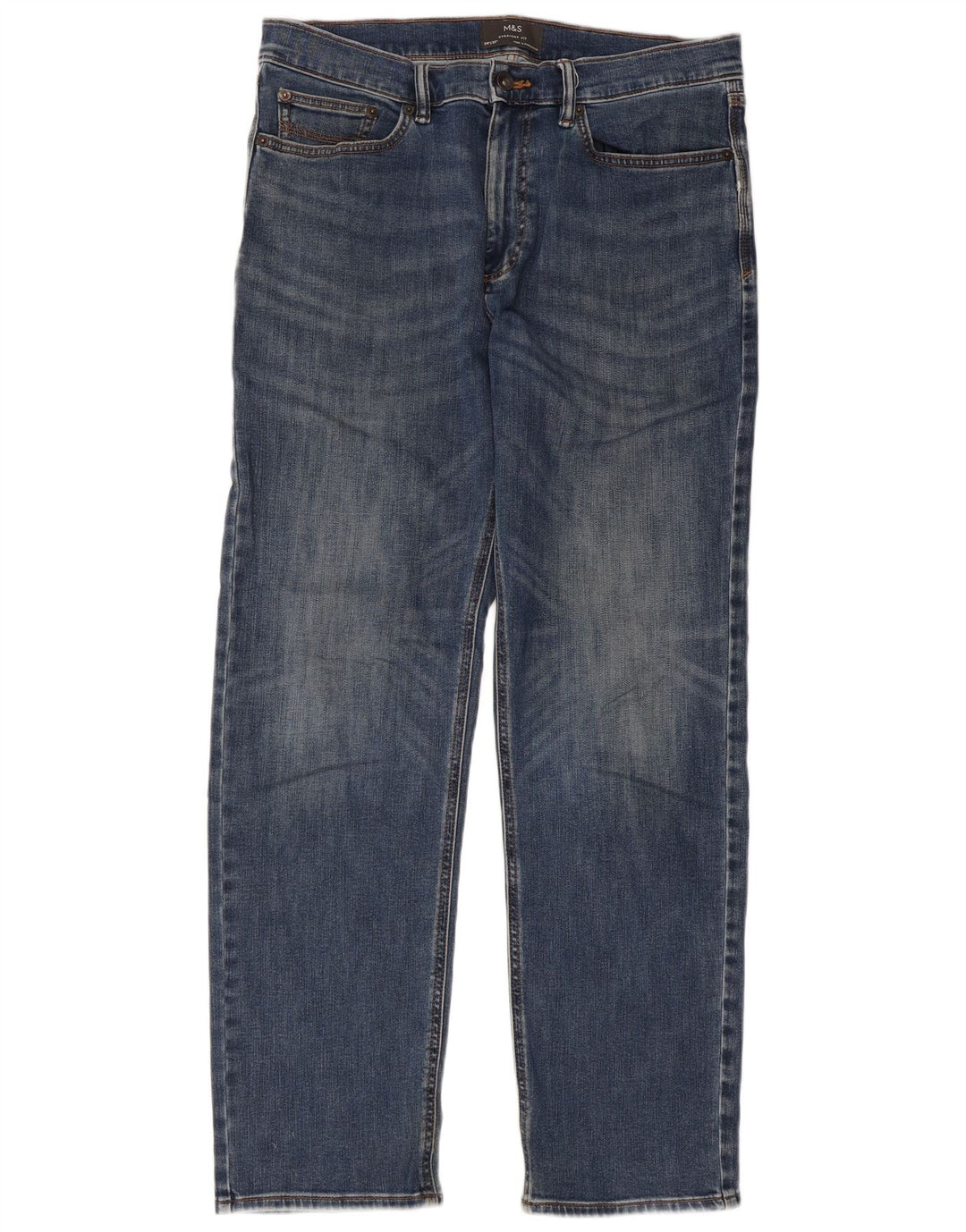 Мужские прямые джинсы Marks & Spencer W34 L31 синие, хлопок