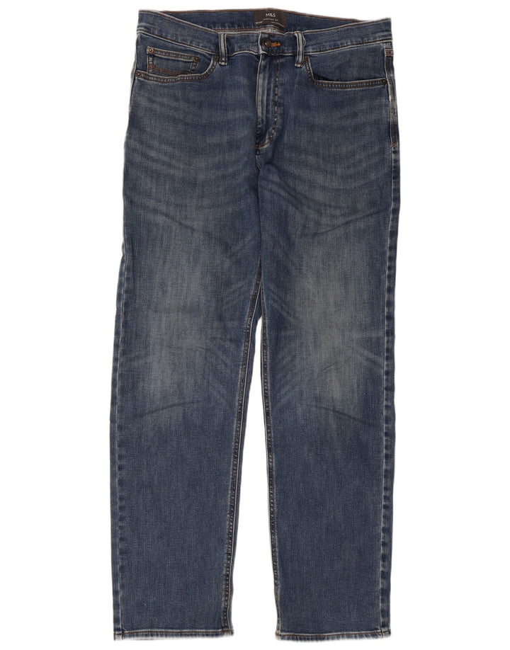 Мужские прямые джинсы Marks & Spencer W34 L31 синие, хлопок