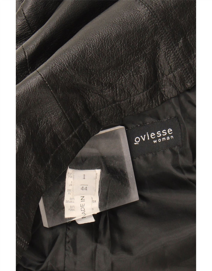 OVIESSE Womens Leather Jacket IT 44 Medium Black Leather