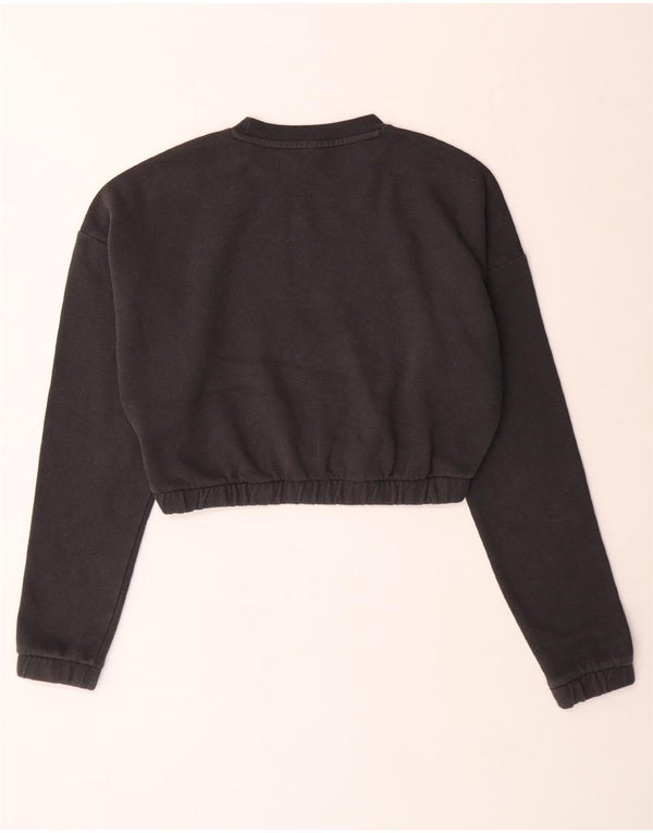 ADIDAS Womens Crop Oversized Sweatshirt Jumper UK 8/10 Small Grey Cotton