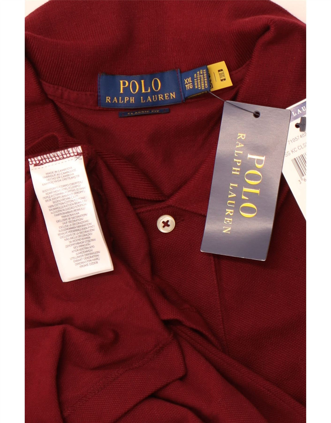 POLO RALPH LAUREN Мужская рубашка поло классического кроя 2XL бордовый хлопок