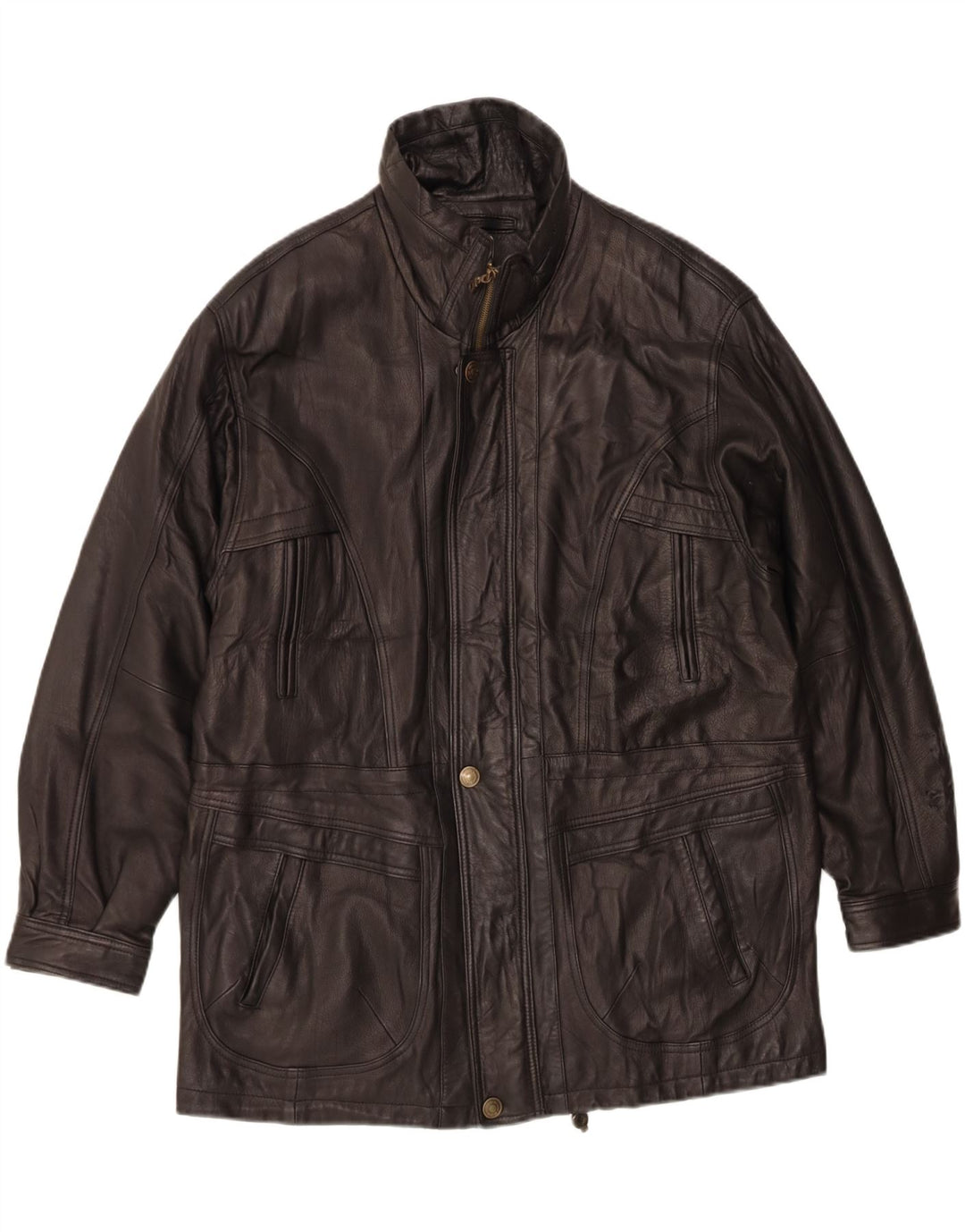 Винтажная мужская кожаная куртка IT 52 XL Черная кожа