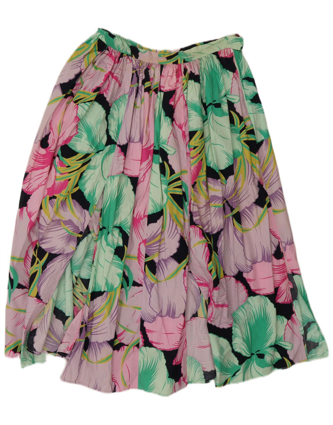 Винтажная женская расклешенная юбка с высокой талией W26, маленькая разноцветная с цветочным принтом