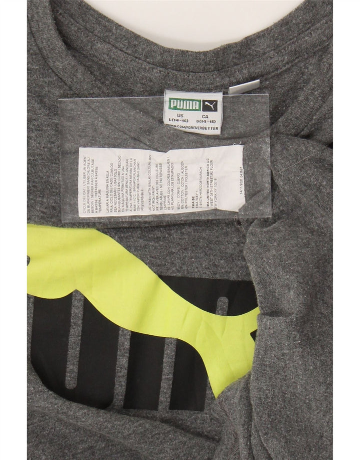 Футболка с рисунком PUMA для мальчиков, 14–15 лет, большой размер, серый хлопок