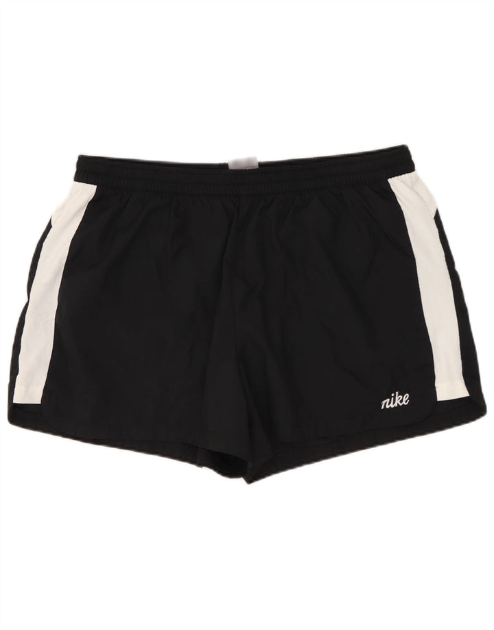Женские спортивные шорты NIKE, США, 12/14, большие черные полиэстер с цветными блоками