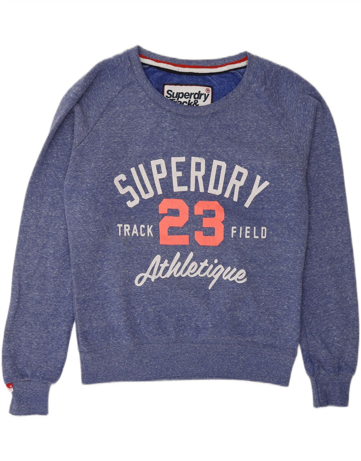 Женский легкоатлетический свитер SUPERDRY UK 14, средний синий в крапинку