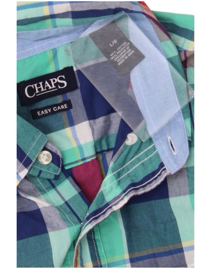 Мужская рубашка Chaps с коротким рукавом, легкая в уходе, большая разноцветная клетка, хлопок