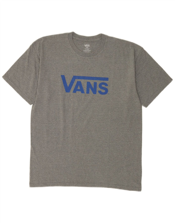 Мужская футболка с рисунком Vans, большой серый хлопок с крапинками