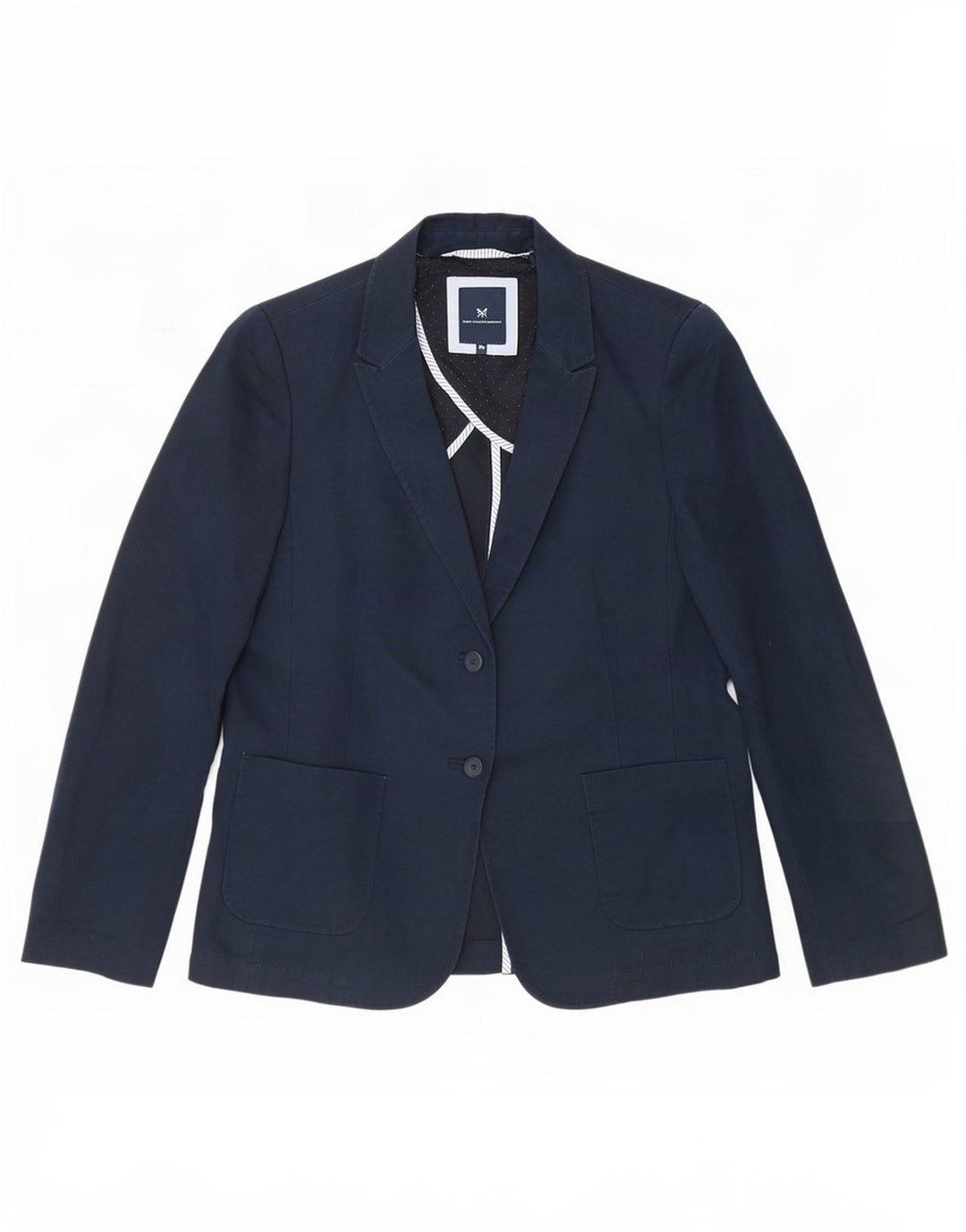 Crew Clothing Женский пиджак на 2 пуговицах, Великобритания, 10, маленький, темно-синий, льняной
