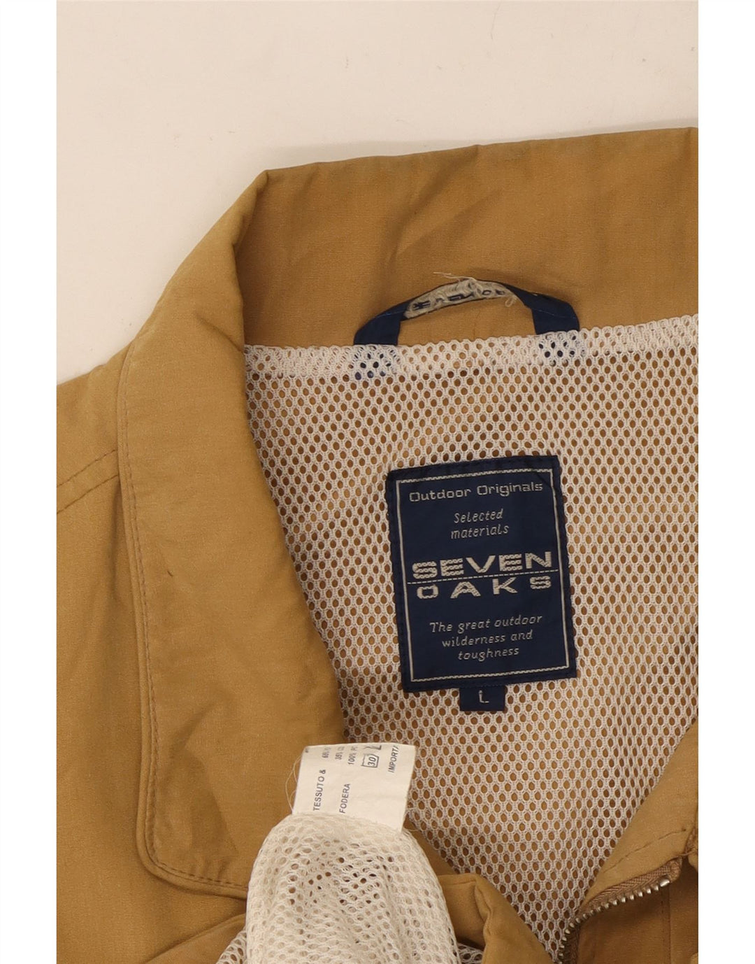 Мужской жилет SEVEN 7 Utility UK 40, большой размер, бежевый хлопок