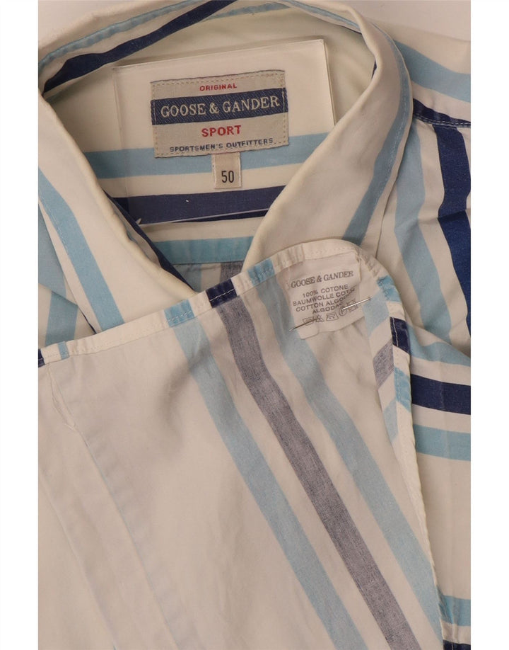 GOOSE & GANDER Мужская рубашка с коротким рукавом IT 50, средний цвет, хлопок в белую полоску