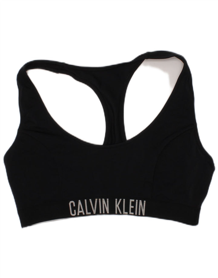 Calvin Klein Женский спортивный бюстгальтер с графическим рисунком, средний черный полиамид