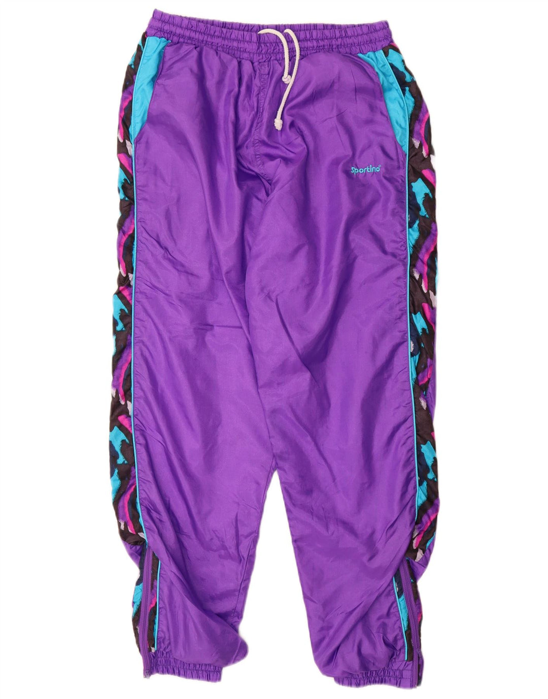 ВИНТАЖНЫЕ мужские спортивные брюки, брюки-джоггеры, средний фиолетовый, нейлон с цветными блоками