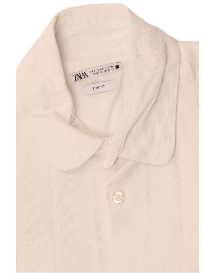Мужская рубашка узкого кроя Zara, маленькая белая