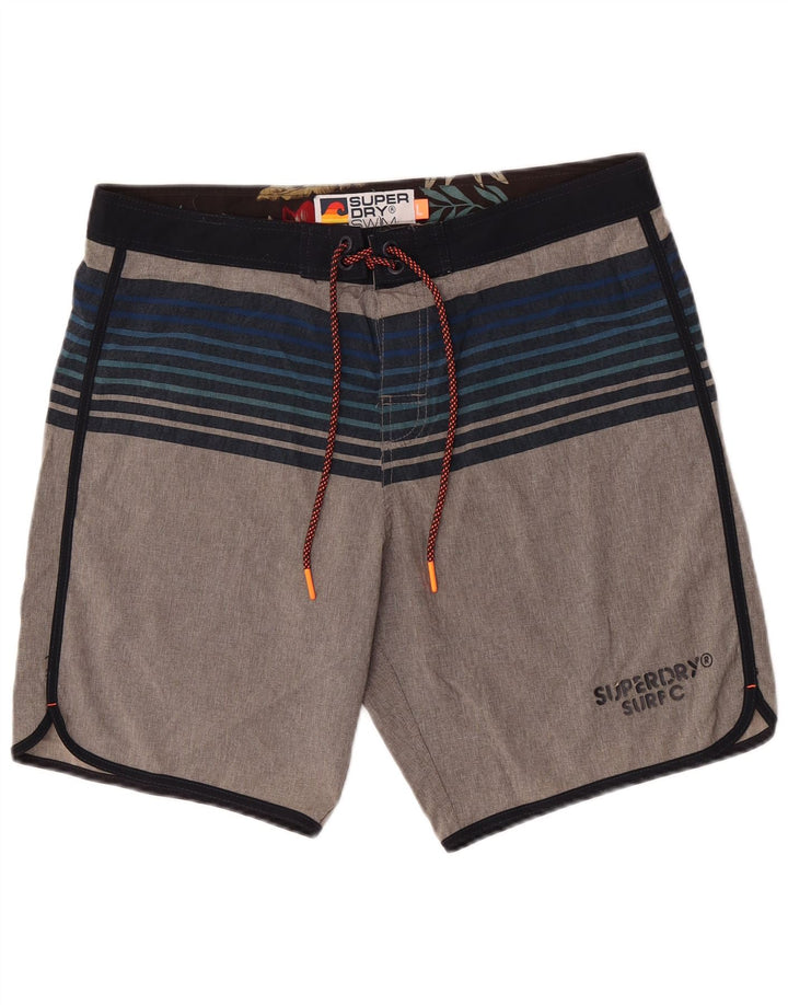 Мужские шорты для плавания Superdry Regular с графикой, большие серые полосатые полиэстеровые шорты