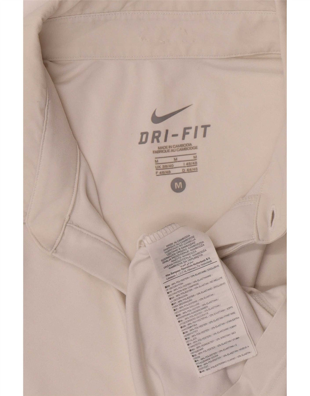 Мужская рубашка-поло Nike Dri Fit UK 38/40, средний белый полиэстер с цветными блоками