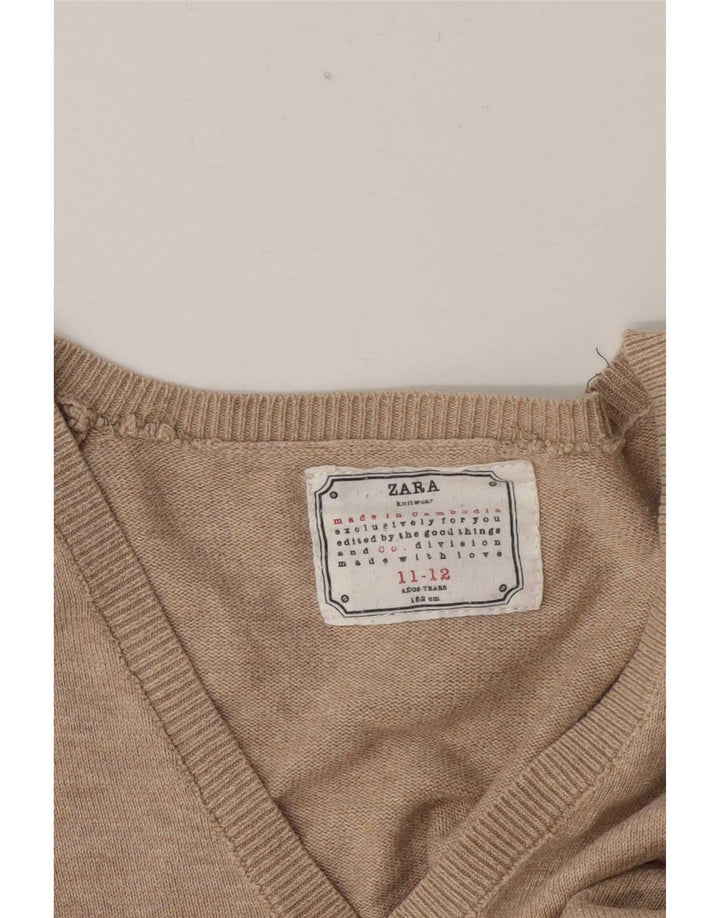 Свитер-кардиган Zara для мальчиков 11-12 лет, бежевый