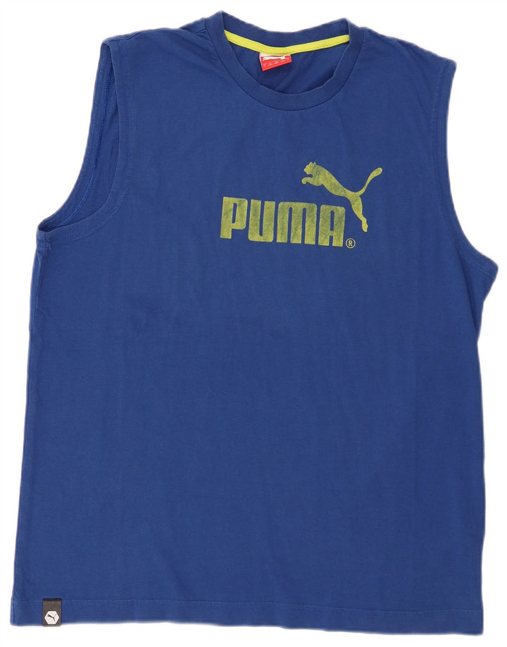 Мужской жилет с рисунком Puma, большой синий хлопок