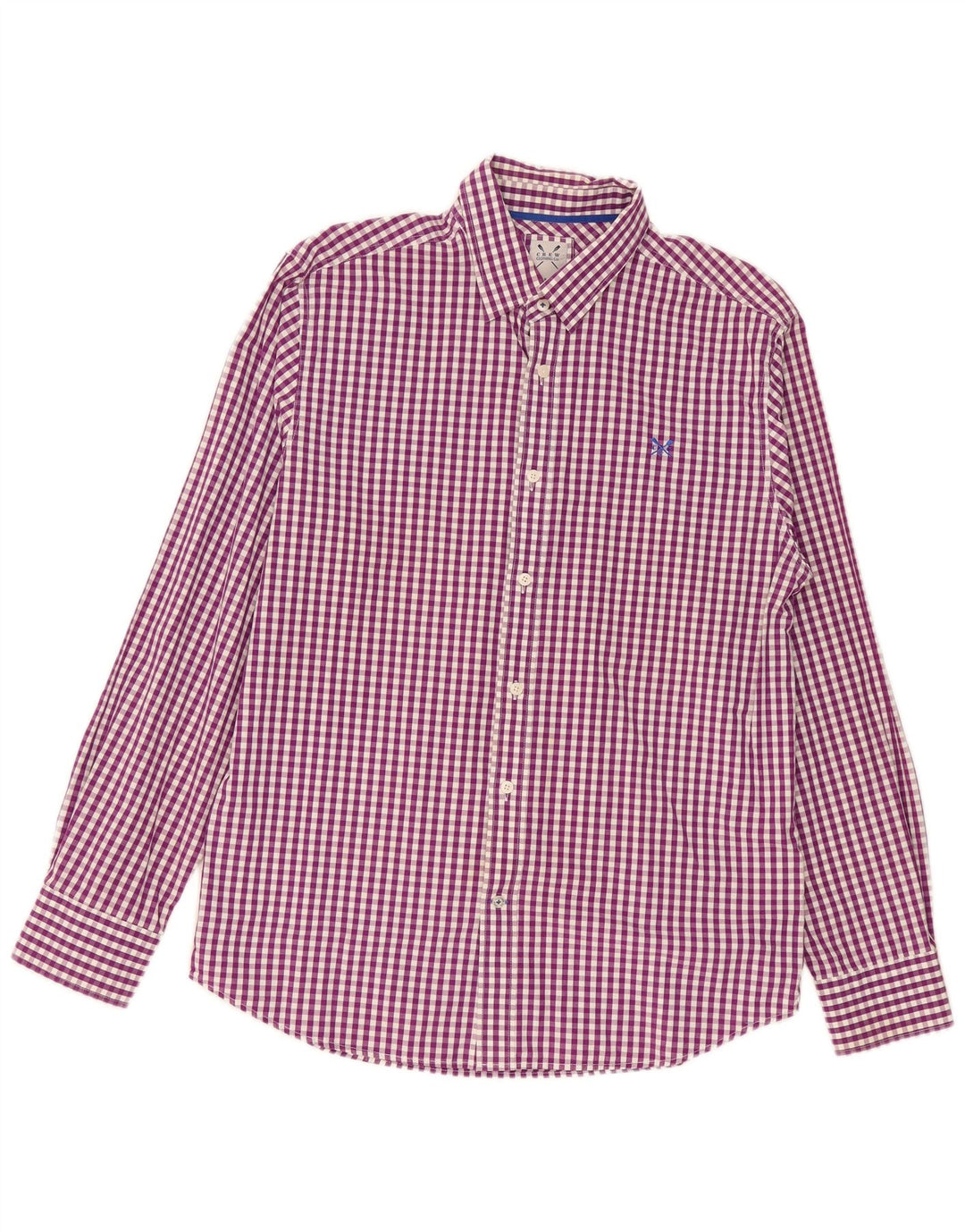 Crew Clothing Мужская рубашка большого размера из хлопка в клетку фиолетового цвета