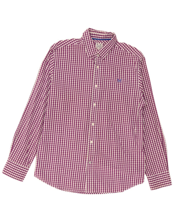Crew Clothing Мужская рубашка большого размера из хлопка в клетку фиолетового цвета