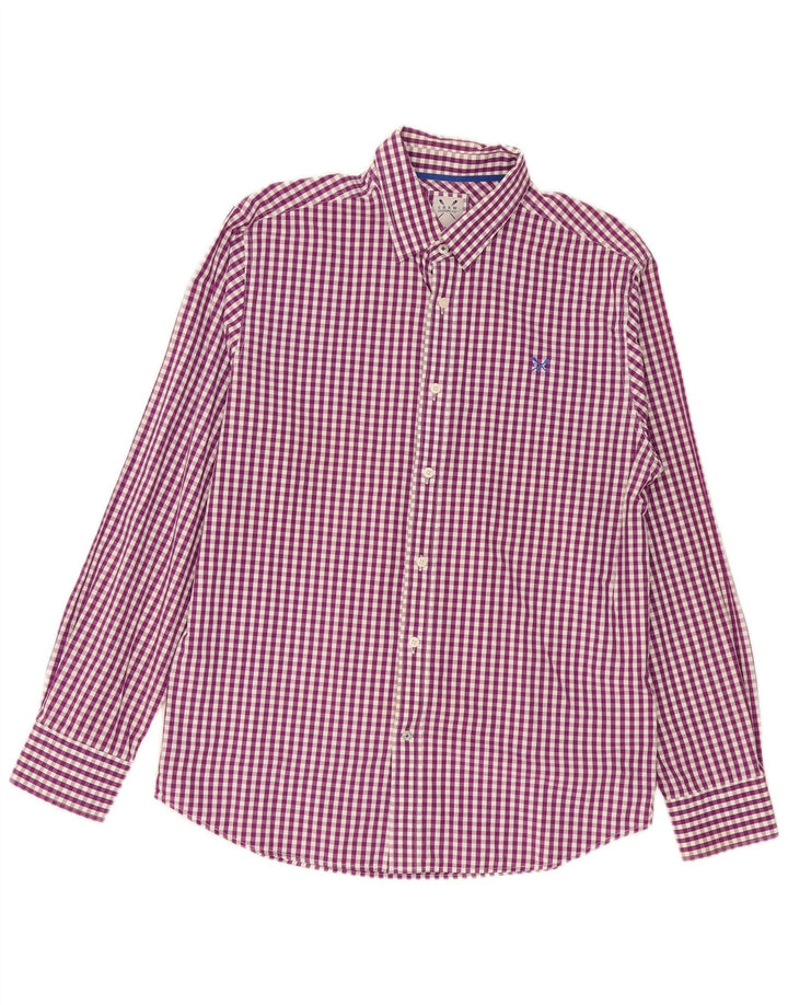 Crew Clothing Мужская рубашка большого размера из хлопка в клетку фиолетового цвета