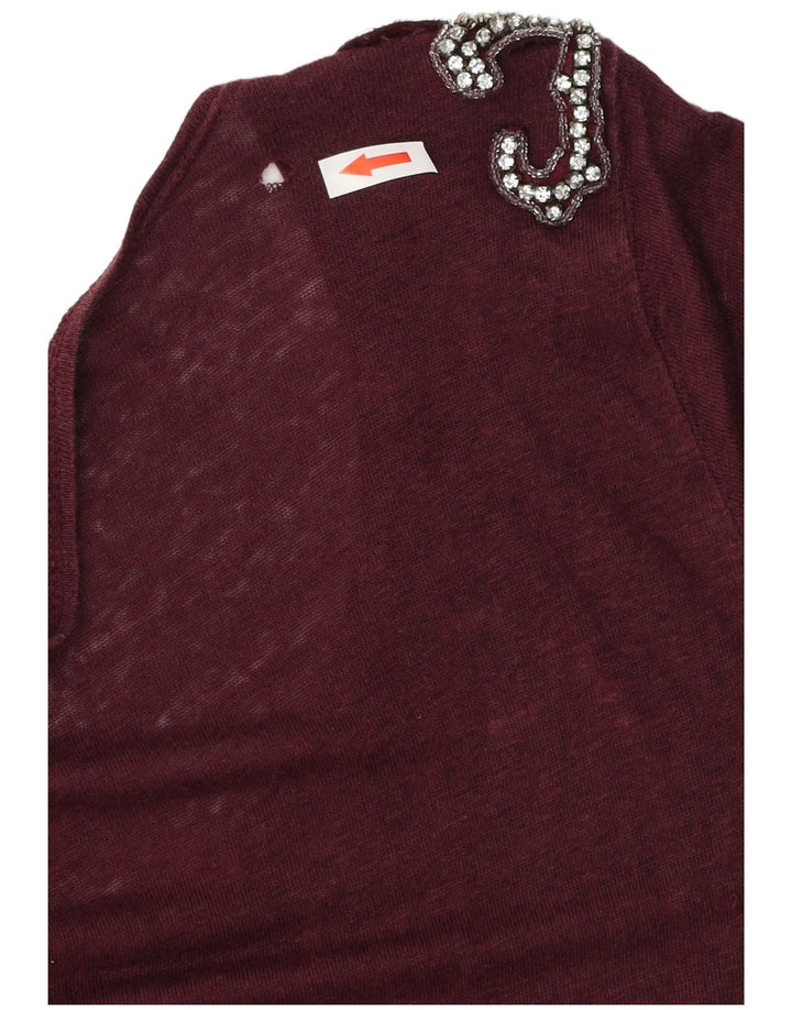 Женская футболка Zara Top UK 14 Medium Burgundy