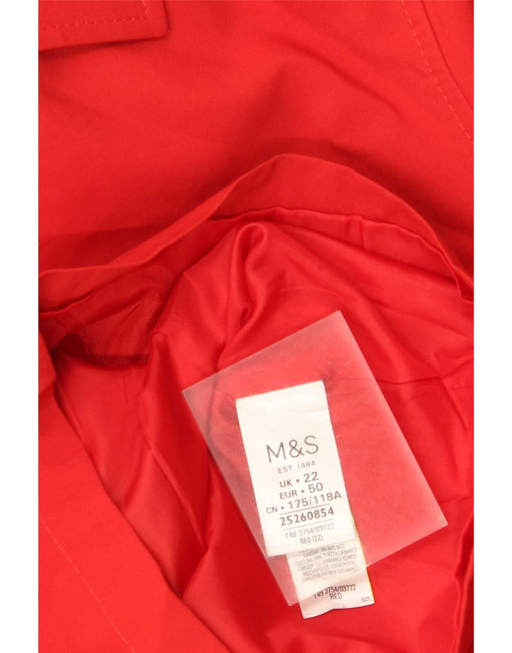 Женский короткий тренч Marks & Spencer UK 22 3XL красный полиэстер