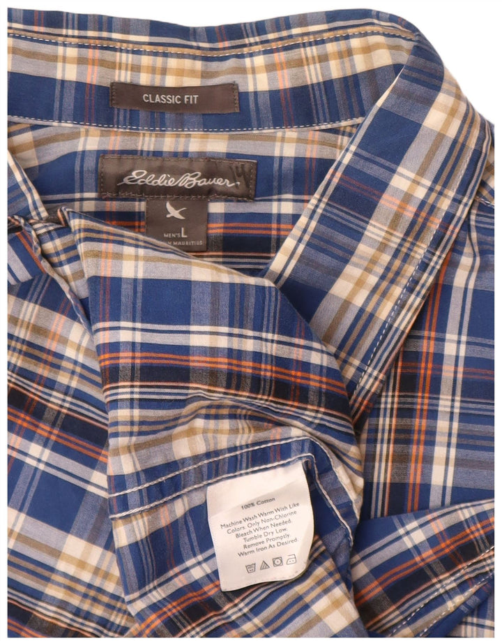 Мужская рубашка классического кроя Eddie Bauer, большая синяя клетка, хлопок