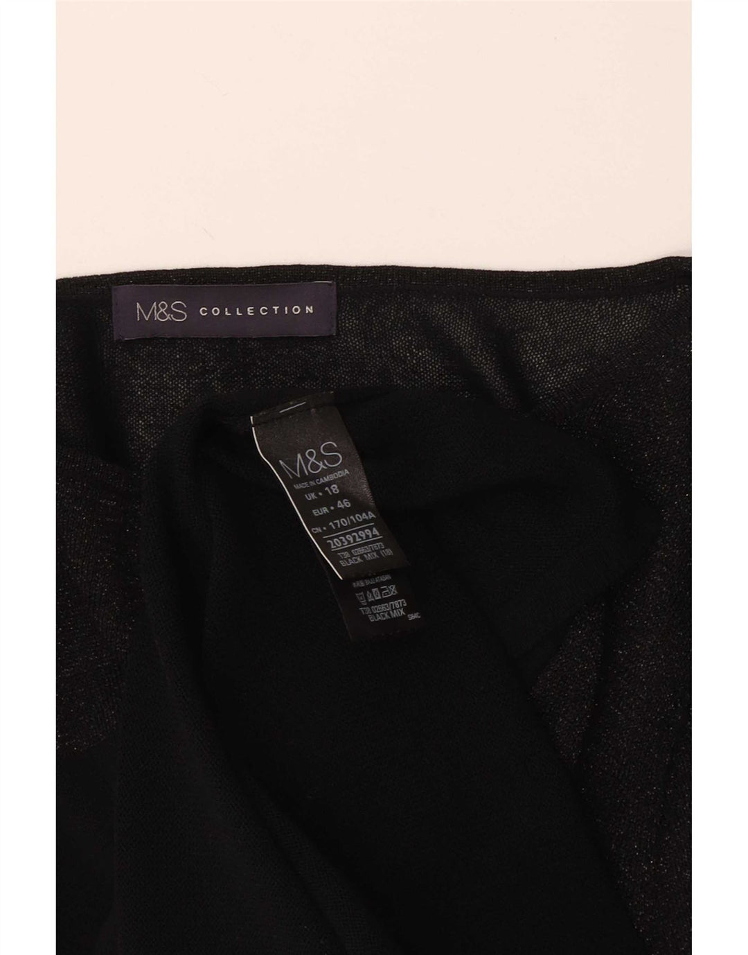Женский топ с длинным рукавом Marks & Spencer UK 18 XL, черный вискоза