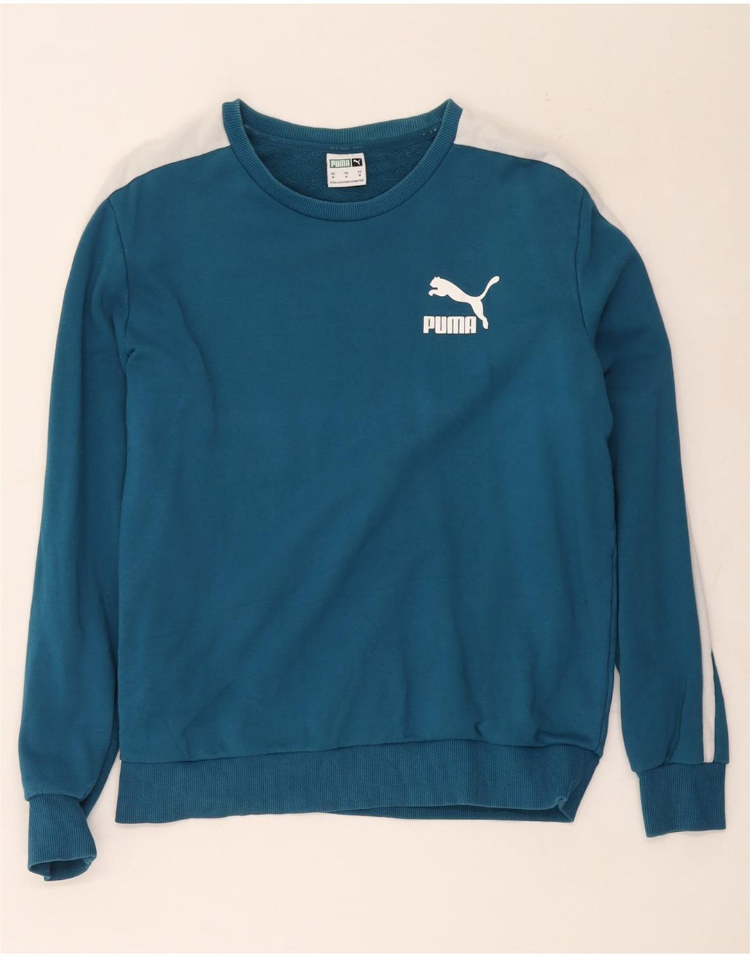 Женский свитер Puma, джемпер UK 14, средний синий, хлопок с цветными блоками