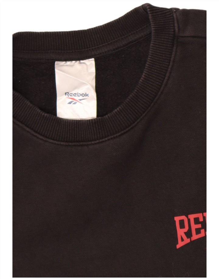 Мужской свитер Reebok, джемпер среднего размера, черный, хлопок