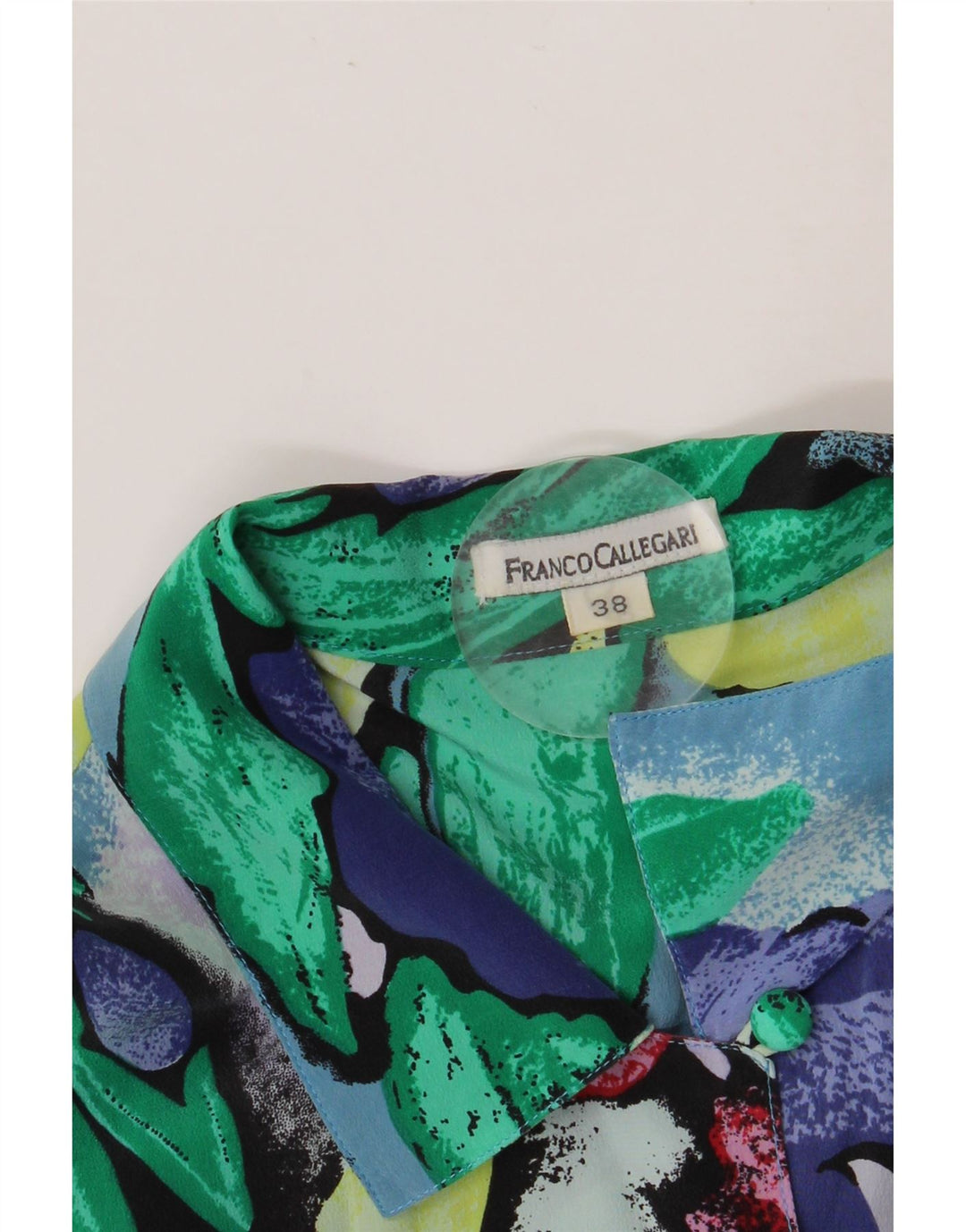 FRANCO CALLEGARI Женская блузка-рубашка с коротким рукавом EU 38 Средний синий с цветочным принтом