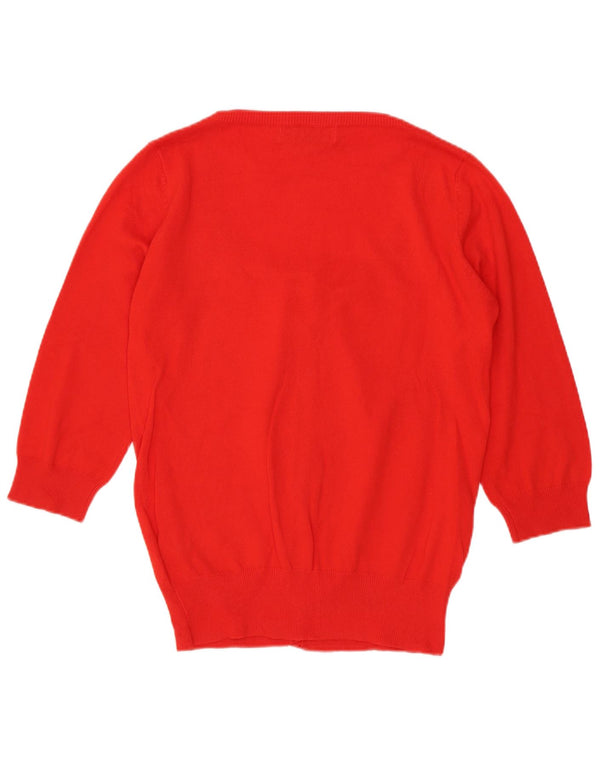 Женский кардиган с рукавом 3/4 Zara UK 12, хлопковый средний красный цвет