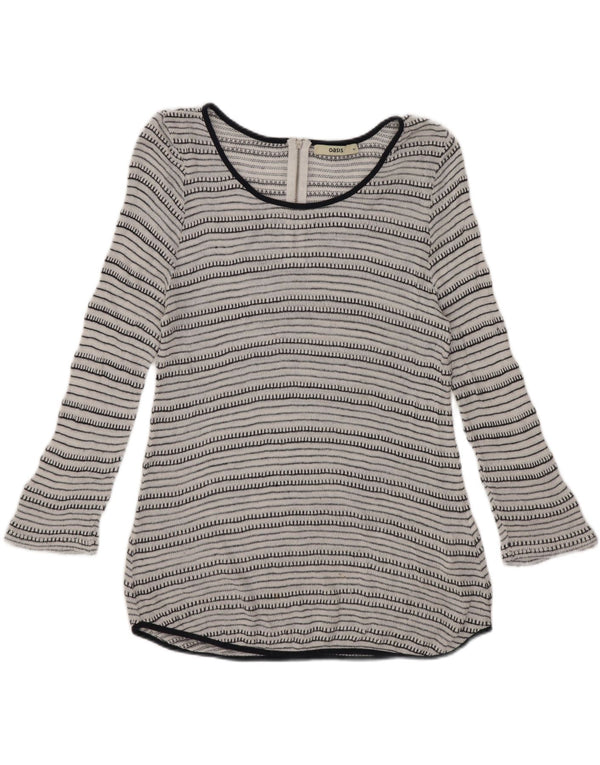 Oasis Womens 3/4 Sleeve Tunic Top UK 12 Medium White Striped Viscose