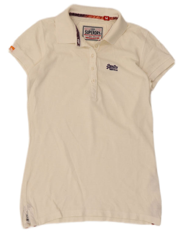 Женская рубашка-поло Superdry UK 12, средний цвет, белый хлопок, хлопок