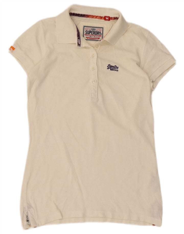 Женская рубашка-поло Superdry UK 12, средний цвет, белый хлопок, хлопок