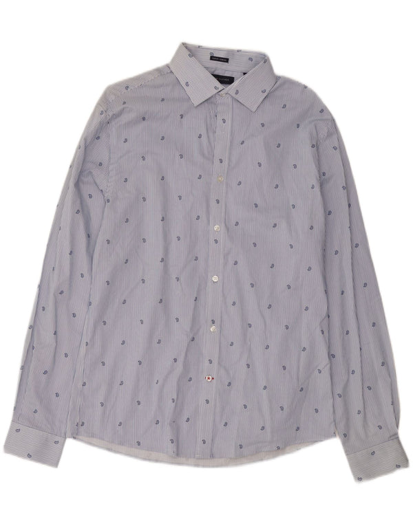 Мужская рубашка-стрейч TOMMY HILFIGER, размер 15 1/2, средний синий в тонкую полоску