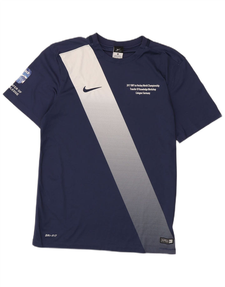 Мужская футболка Nike Dri Fit с графикой, средний темно-синий цветной блок