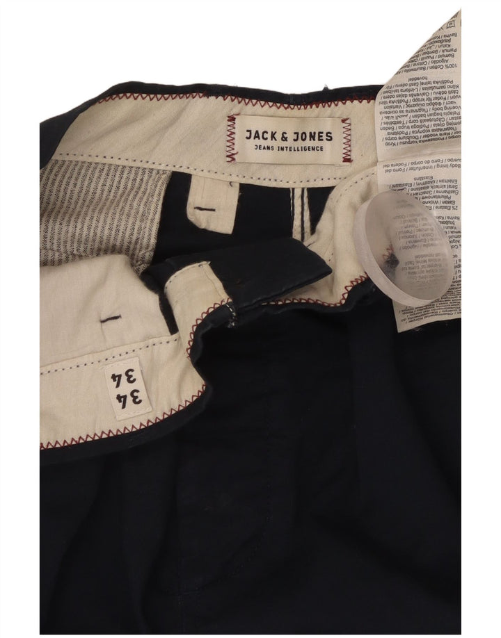 JACK & JONES Мужские узкие брюки-чиносы W34 L34 Темно-синие хлопковые
