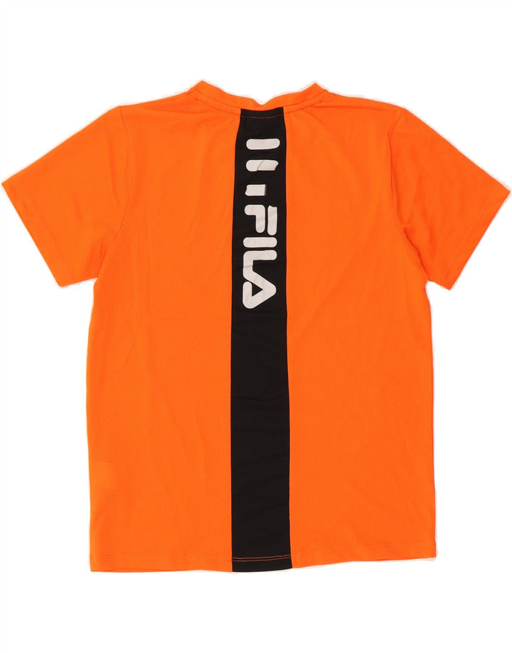 FILA Boys Graphic T-Shirt Top 13-14 Years Orange Colourblock Polyester Vintage Fila and Second-Hand Fila from Messina Hembry 