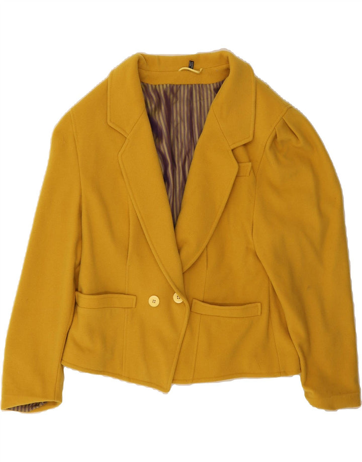 VINTAGE Womens Double Breasted Blazer Jacket UK 16 Large  Yellow Wool Vintage Vintage and Second-Hand Vintage from Messina Hembry 